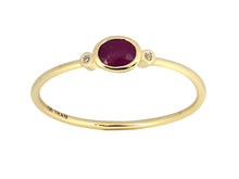 Load image into Gallery viewer, Oval Bezel Set Genuine Birthstone Ring With Diamonds
