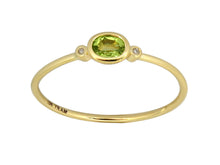 Load image into Gallery viewer, Oval Bezel Set Genuine Birthstone Ring With Diamonds
